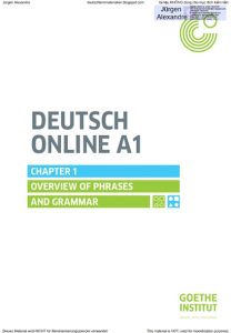 Deutsch Online A1 - Overview of Phrases and Grammar